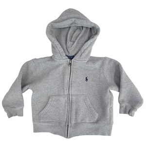 Polo Ralph Lauren Kids Full Zip Fleece Hoodie Heather Gray Embroidered Pony 2T